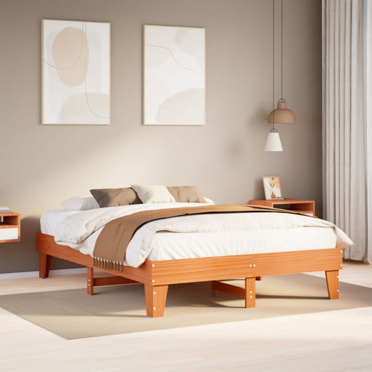 Bed met matras massief grenenhout wasbruin 140x190 cm Bedden & bedframes | Creëer jouw Trendy Thuis | Gratis bezorgd & Retour | Trendy.nl