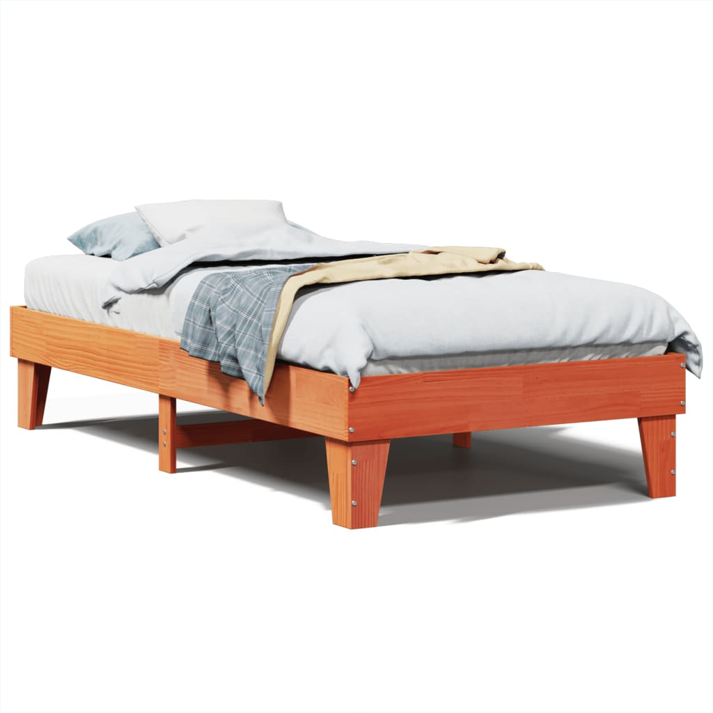 Bedframe zonder matras massief grenenhout wasbruin 90x190 cm Bedden & bedframes | Creëer jouw Trendy Thuis | Gratis bezorgd & Retour | Trendy.nl