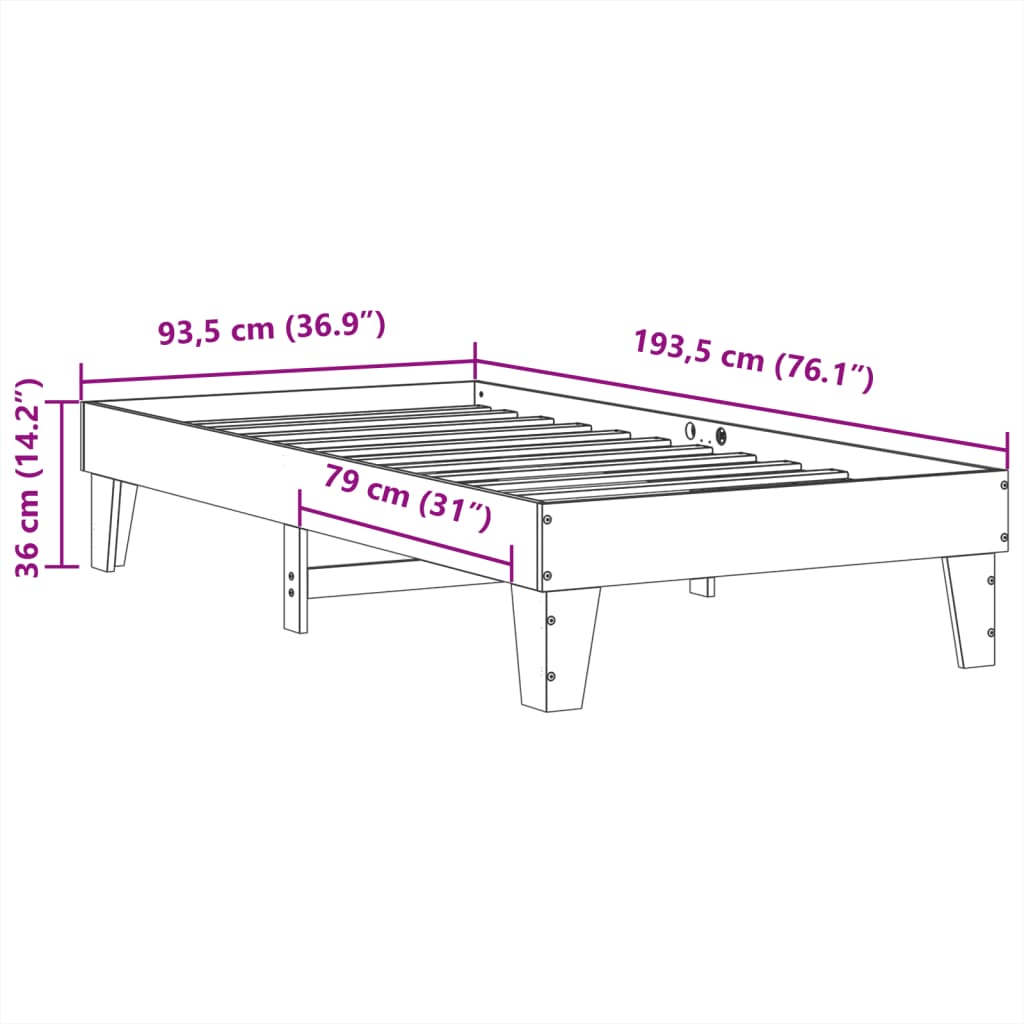 Bedframe zonder matras massief grenenhout wasbruin 90x190 cm Bedden & bedframes | Creëer jouw Trendy Thuis | Gratis bezorgd & Retour | Trendy.nl