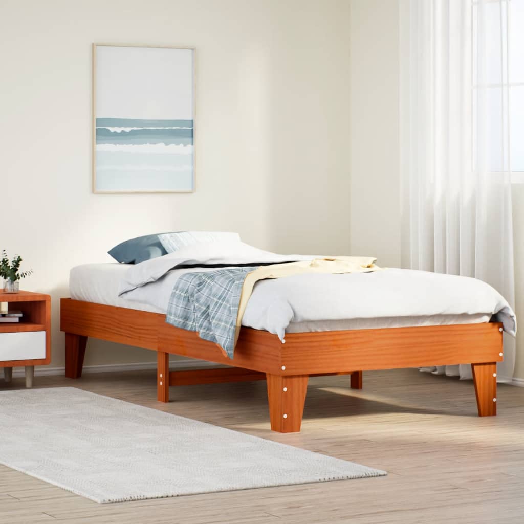 Bedframe zonder matras massief grenenhout wasbruin 90x190 cm Bedden & bedframes | Creëer jouw Trendy Thuis | Gratis bezorgd & Retour | Trendy.nl