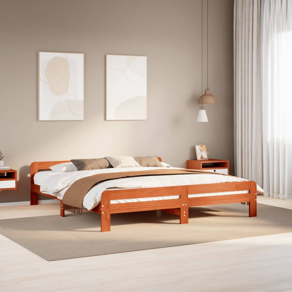 Bedframe zonder matras massief grenenhout wasbruin 180x200 cm Bedden & bedframes | Creëer jouw Trendy Thuis | Gratis bezorgd & Retour | Trendy.nl