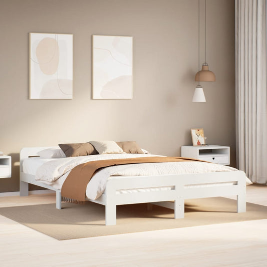 Bedframe zonder matras massief grenenhout wit 160x200 cm Bedden & bedframes | Creëer jouw Trendy Thuis | Gratis bezorgd & Retour | Trendy.nl