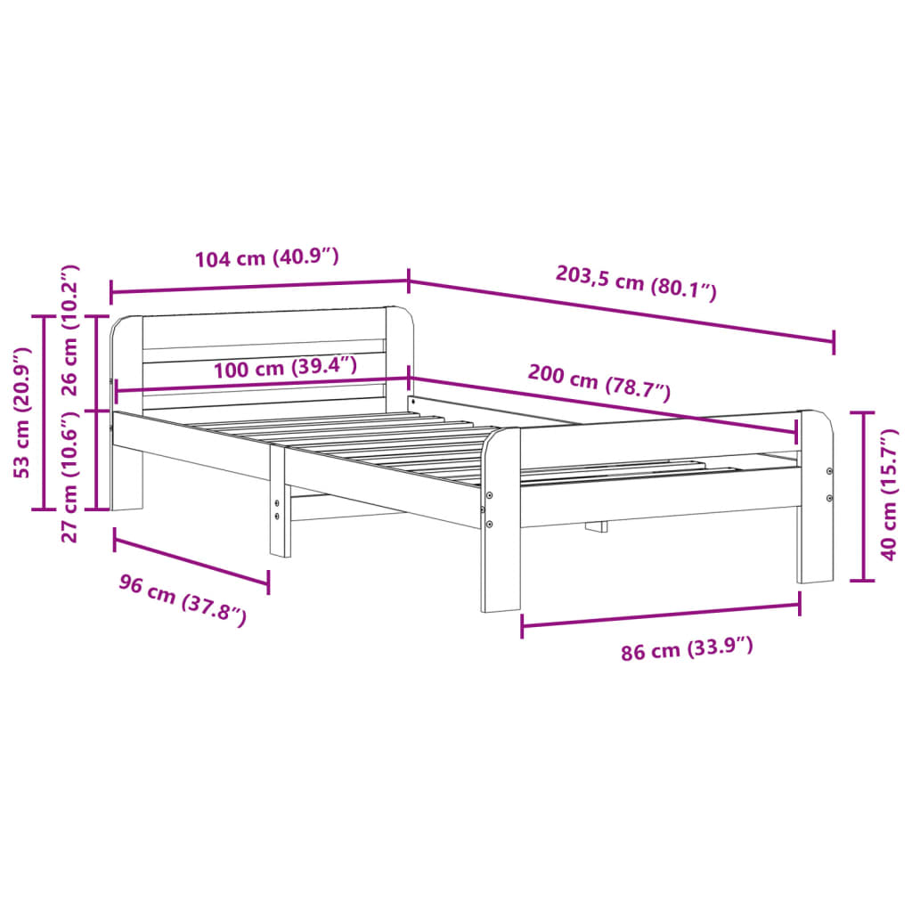 Bedframe zonder matras massief grenenhout wit 140x200 cm Bedden & bedframes | Creëer jouw Trendy Thuis | Gratis bezorgd & Retour | Trendy.nl