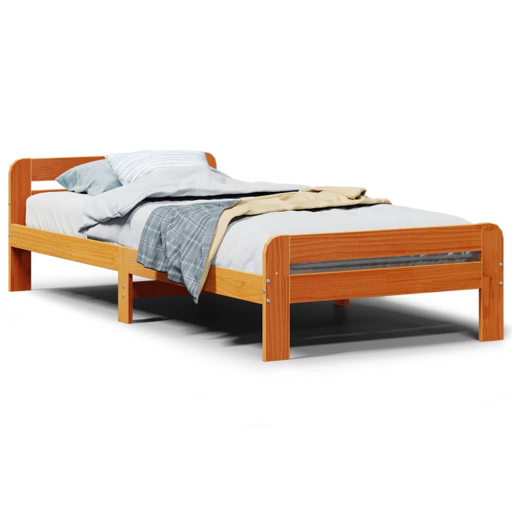 Bedframe zonder matras massief grenenhout wasbruin 100x200 cm Bedden & bedframes | Creëer jouw Trendy Thuis | Gratis bezorgd & Retour | Trendy.nl