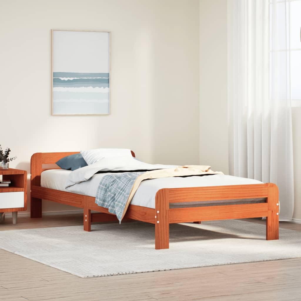 Bedframe zonder matras massief grenenhout wasbruin 100x200 cm Bedden & bedframes | Creëer jouw Trendy Thuis | Gratis bezorgd & Retour | Trendy.nl