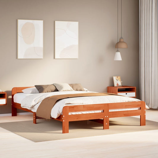 Bed met matras massief grenenhout wasbruin 140x190 cm Bedden & bedframes | Creëer jouw Trendy Thuis | Gratis bezorgd & Retour | Trendy.nl