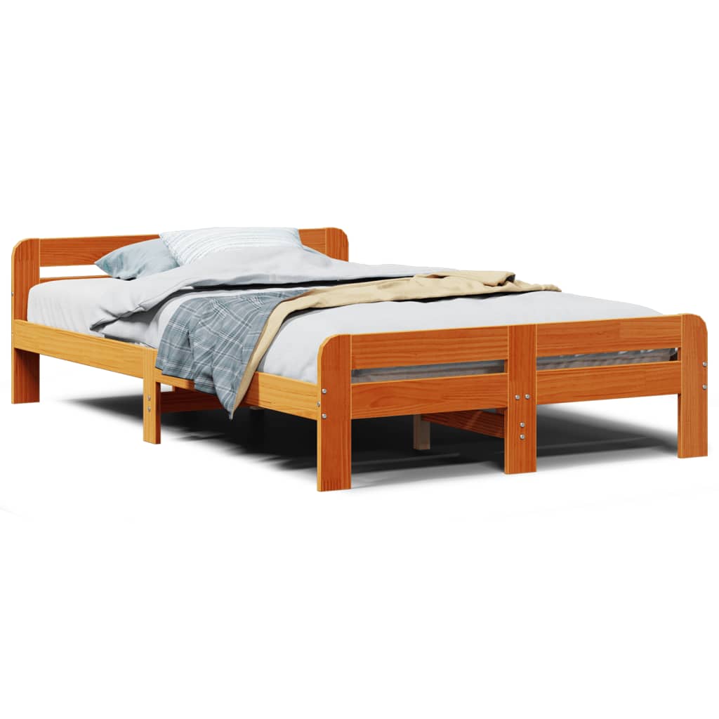 Bedframe zonder matras massief grenenhout wasbruin 120x190 cm Bedden & bedframes | Creëer jouw Trendy Thuis | Gratis bezorgd & Retour | Trendy.nl