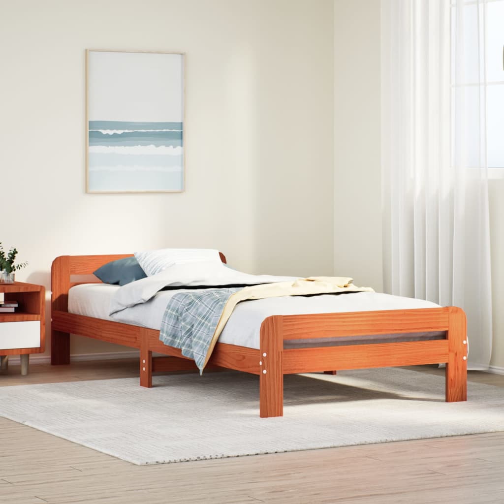 Bedframe zonder matras massief grenenhout wasbruin 90x190 cm Bedden & bedframes | Creëer jouw Trendy Thuis | Gratis bezorgd & Retour | Trendy.nl