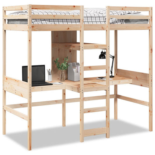 Hoogslaper met bureau en schappen massief grenenhout 90x200cm Bedden & bedframes | Creëer jouw Trendy Thuis | Gratis bezorgd & Retour | Trendy.nl