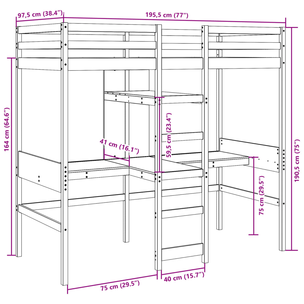 Hoogslaper zonder matras massief grenenhout 90x190 cm Bedden & bedframes | Creëer jouw Trendy Thuis | Gratis bezorgd & Retour | Trendy.nl