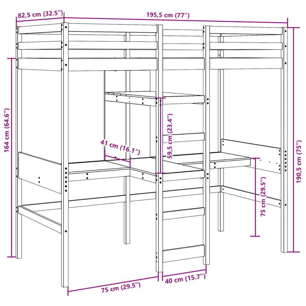 Hoogslaper zonder matras massief grenenhout 75x190 cm Bedden & bedframes | Creëer jouw Trendy Thuis | Gratis bezorgd & Retour | Trendy.nl