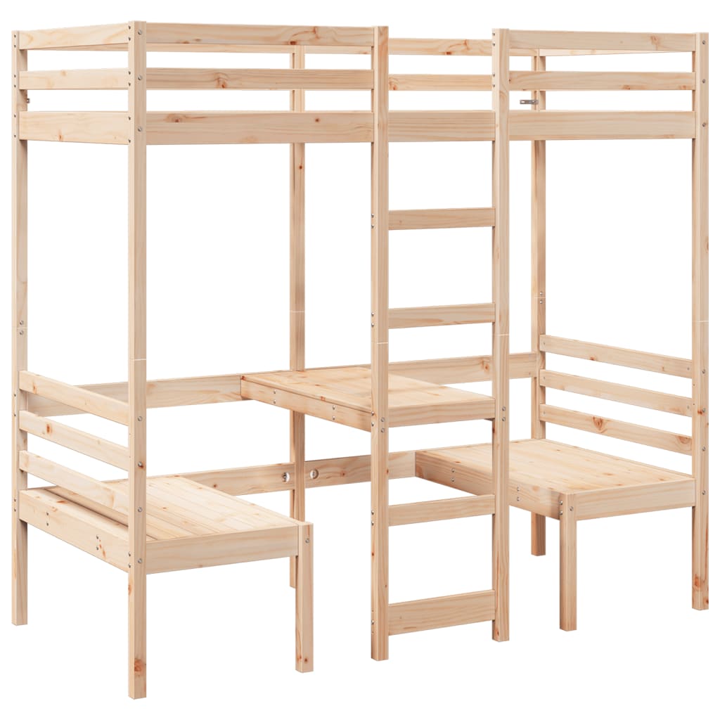 Hoogslaper met bureau en stoelen massief grenenhout 90x200cm Bedden & bedframes | Creëer jouw Trendy Thuis | Gratis bezorgd & Retour | Trendy.nl