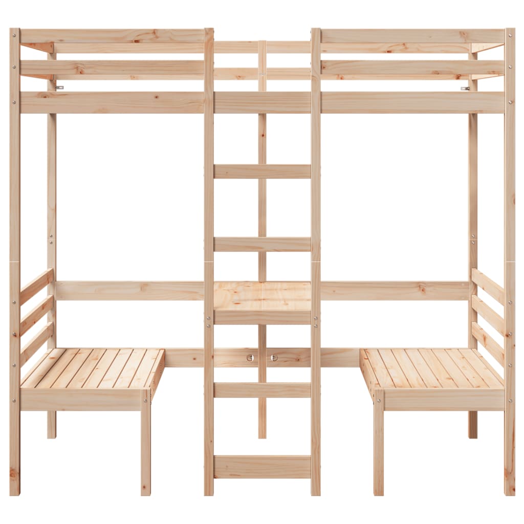 Hoogslaper met bureau en stoelen massief grenenhout 90x200cm Bedden & bedframes | Creëer jouw Trendy Thuis | Gratis bezorgd & Retour | Trendy.nl