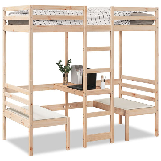 Hoogslaper met bureau en stoelen massief grenenhout 90x200cm Bedden & bedframes | Creëer jouw Trendy Thuis | Gratis bezorgd & Retour | Trendy.nl