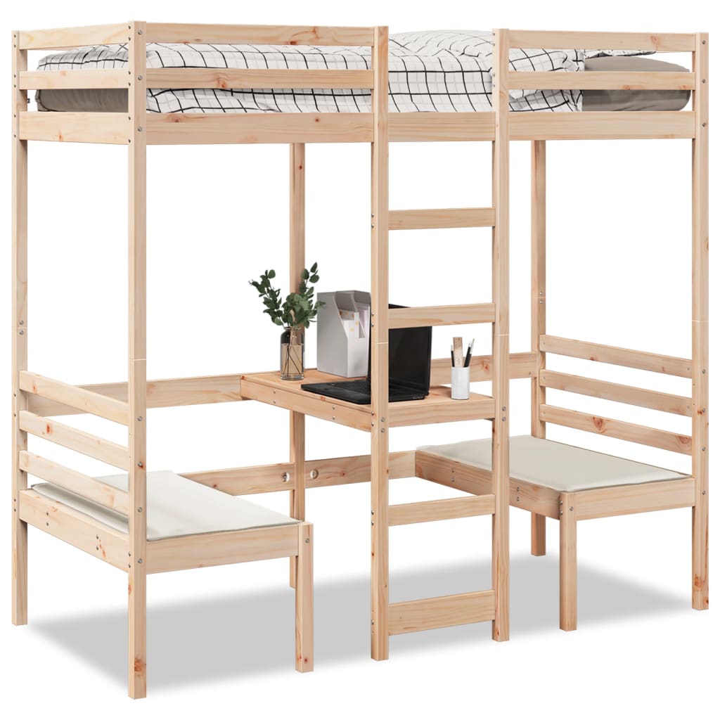 Hoogslaper met bureau en stoelen massief grenenhout 80x200cm Bedden & bedframes | Creëer jouw Trendy Thuis | Gratis bezorgd & Retour | Trendy.nl