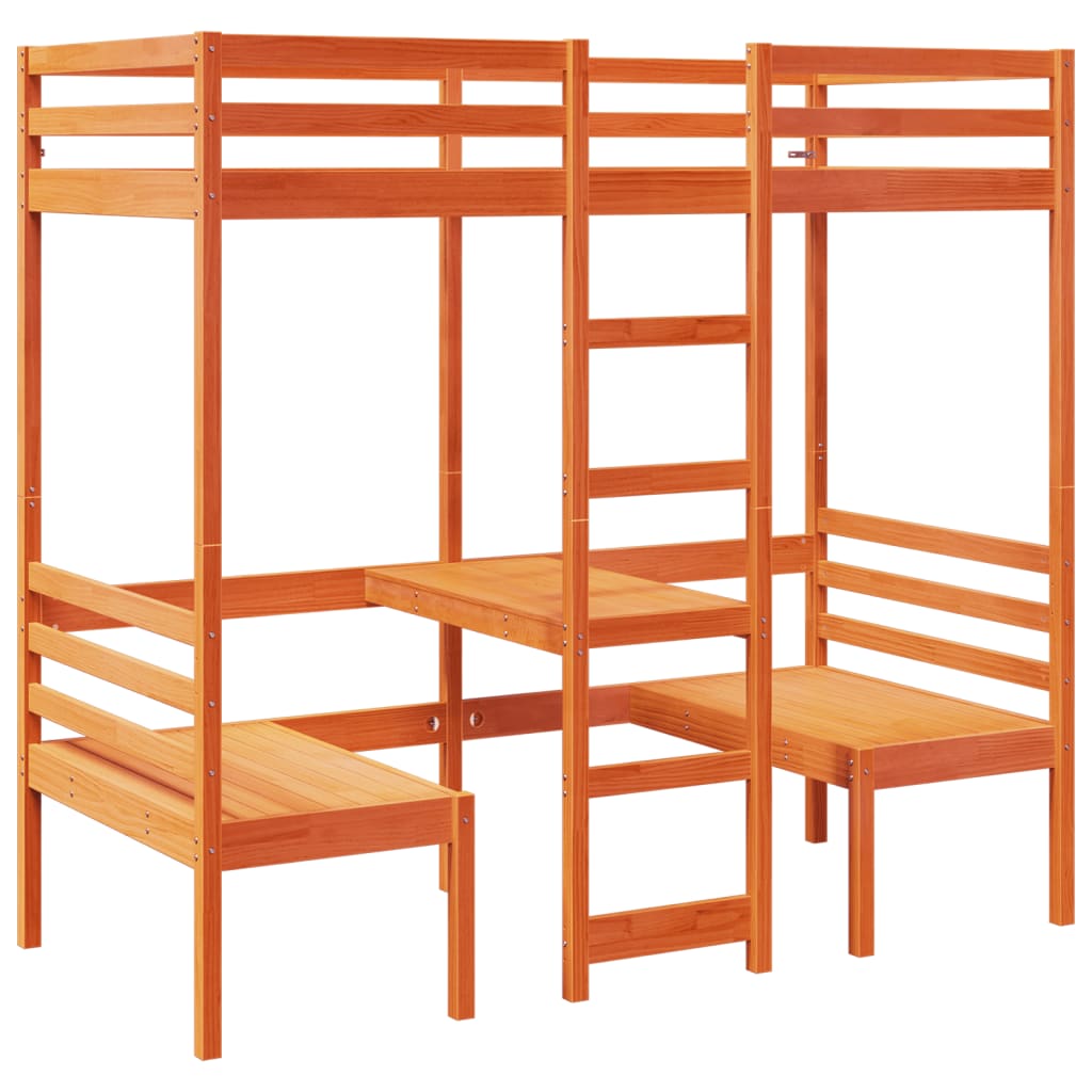 Hoogslaper met bureau en stoelen grenenhout wasbruin 90x190 cm Bedden & bedframes | Creëer jouw Trendy Thuis | Gratis bezorgd & Retour | Trendy.nl