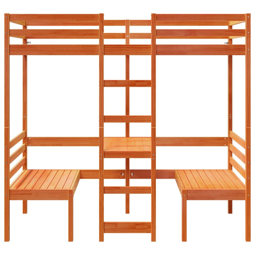 Hoogslaper met bureau en stoelen grenenhout wasbruin 90x190 cm Bedden & bedframes | Creëer jouw Trendy Thuis | Gratis bezorgd & Retour | Trendy.nl