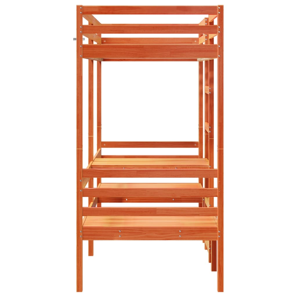 Hoogslaper met bureau en stoelen grenenhout wasbruin 90x190 cm Bedden & bedframes | Creëer jouw Trendy Thuis | Gratis bezorgd & Retour | Trendy.nl