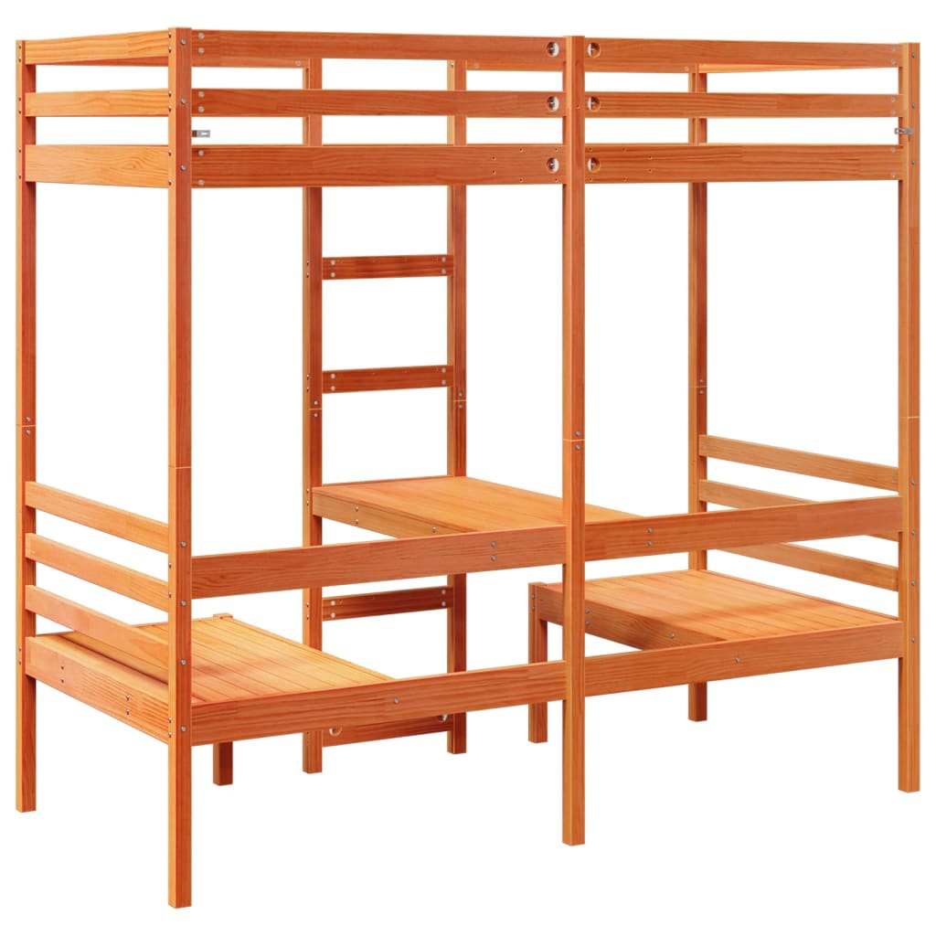 Hoogslaper met bureau en stoelen grenenhout wasbruin 90x190 cm Bedden & bedframes | Creëer jouw Trendy Thuis | Gratis bezorgd & Retour | Trendy.nl