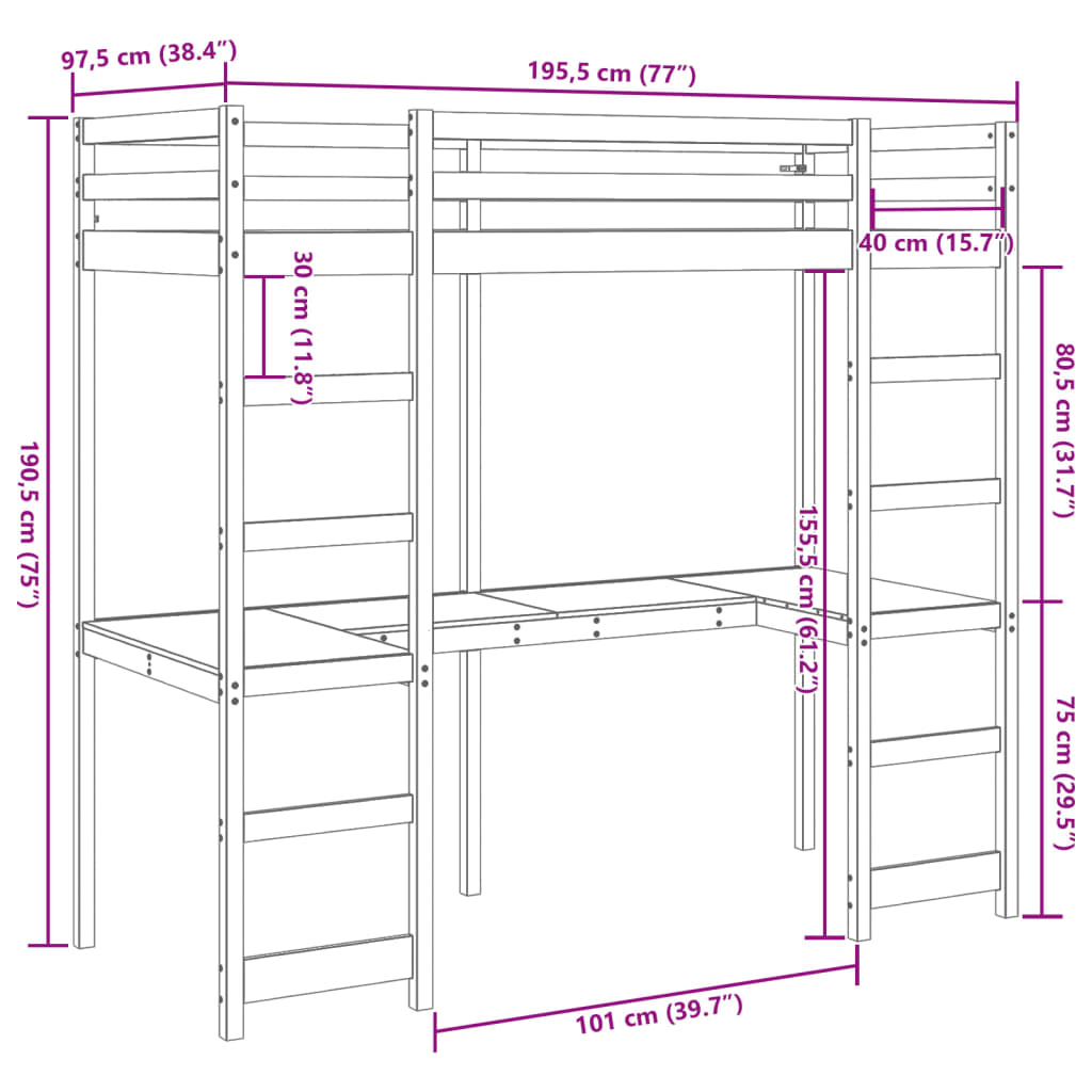 Hoogslaper zonder matras massief grenenhout 90x190 cm Bedden & bedframes | Creëer jouw Trendy Thuis | Gratis bezorgd & Retour | Trendy.nl