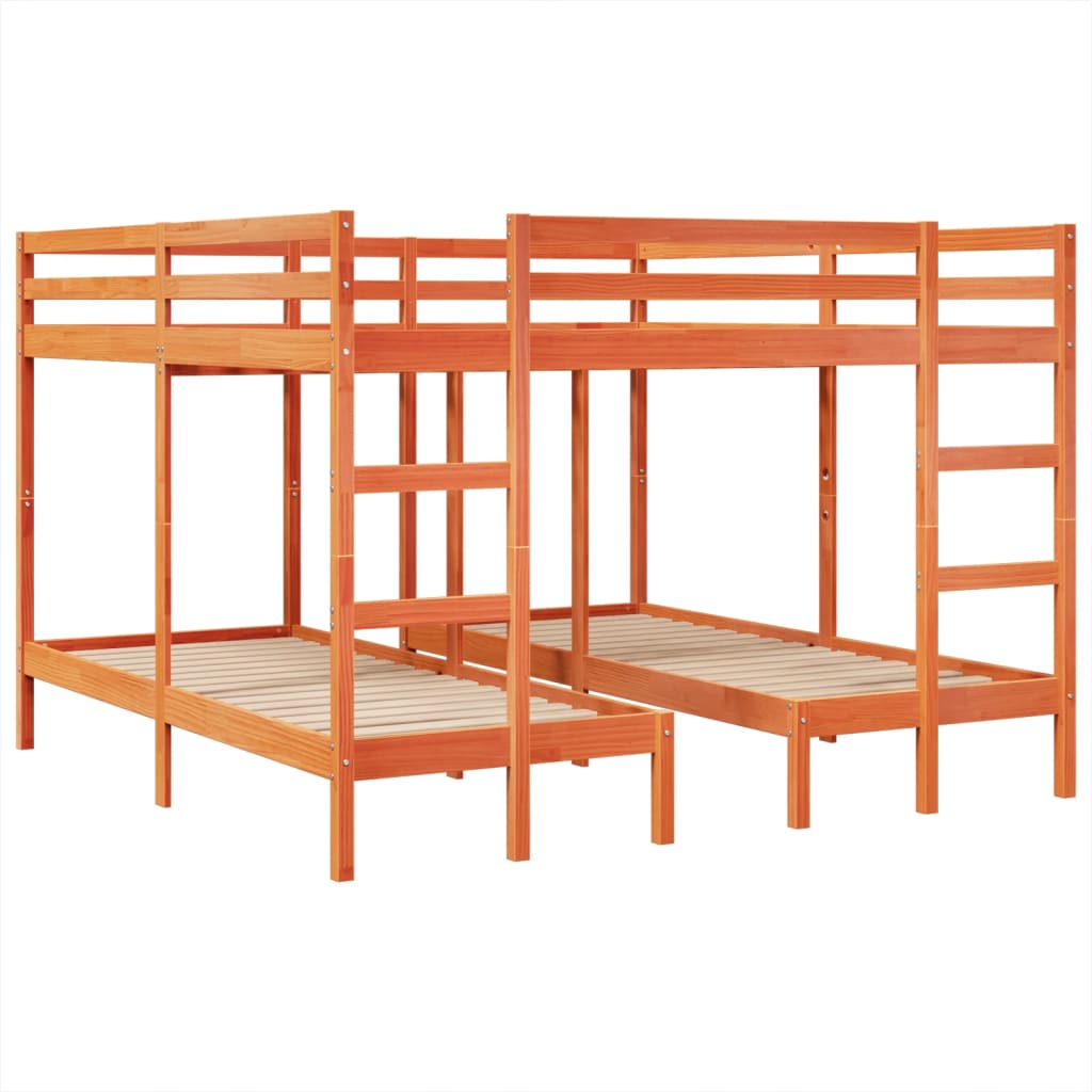 Stapelbed 3-voudig grenenhout wasbruin 140x200/70x140 cm Bedden & bedframes | Creëer jouw Trendy Thuis | Gratis bezorgd & Retour | Trendy.nl