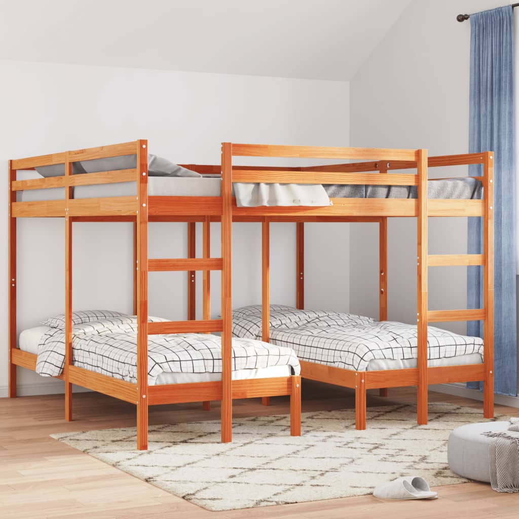 Stapelbed 3-voudig grenenhout wasbruin 140x200/70x140 cm Bedden & bedframes | Creëer jouw Trendy Thuis | Gratis bezorgd & Retour | Trendy.nl