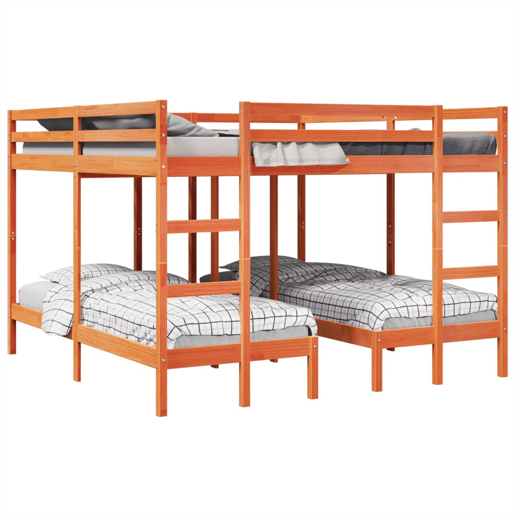 Stapelbed 3-voudig grenenhout wasbruin 140x200/70x140 cm Bedden & bedframes | Creëer jouw Trendy Thuis | Gratis bezorgd & Retour | Trendy.nl