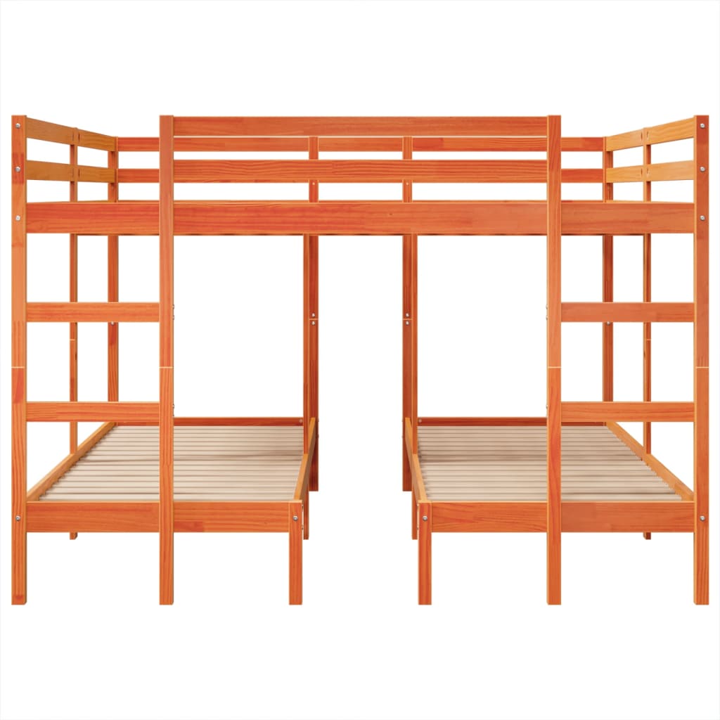 Stapelbed 3-voudig grenenhout wasbruin 140x200/70x140 cm Bedden & bedframes | Creëer jouw Trendy Thuis | Gratis bezorgd & Retour | Trendy.nl