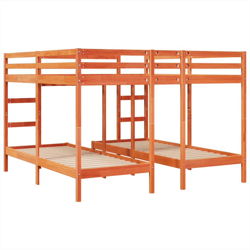 Stapelbed 3-voudig grenenhout wasbruin 140x200/70x140 cm Bedden & bedframes | Creëer jouw Trendy Thuis | Gratis bezorgd & Retour | Trendy.nl