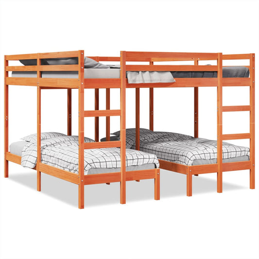 Stapelbed 3-voudig grenenhout wasbruin 140x200/70x140 cm Bedden & bedframes | Creëer jouw Trendy Thuis | Gratis bezorgd & Retour | Trendy.nl