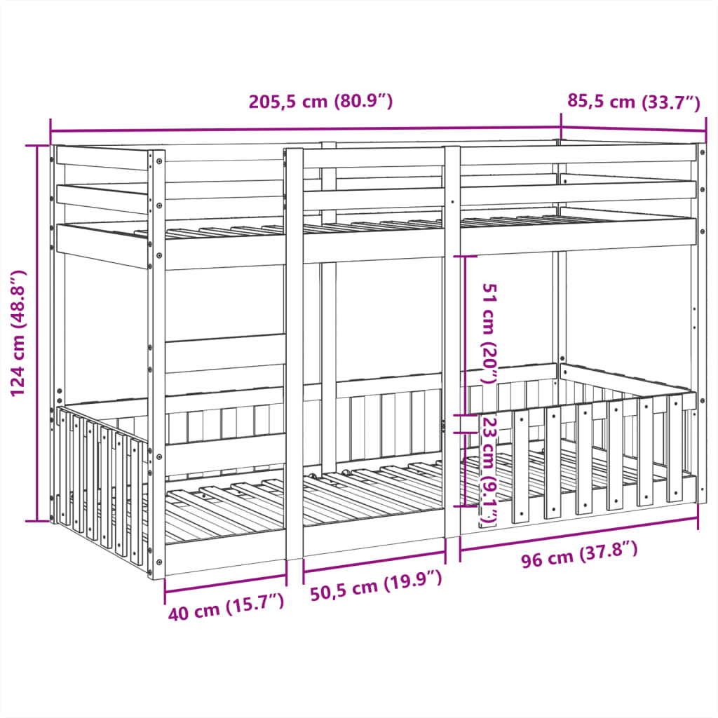 Stapelbed massief grenenhout wasbruin 80x200 cm Bedden & bedframes | Creëer jouw Trendy Thuis | Gratis bezorgd & Retour | Trendy.nl