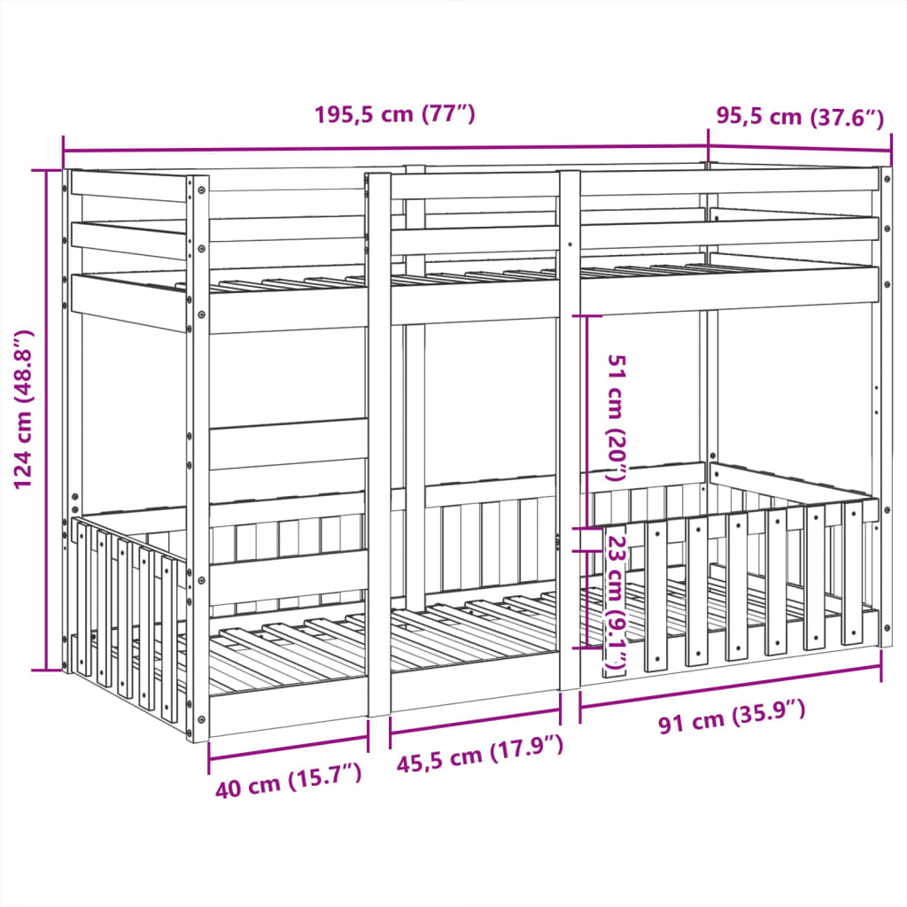 Stapelbed massief grenenhout 90x190 cm Bedden & bedframes | Creëer jouw Trendy Thuis | Gratis bezorgd & Retour | Trendy.nl