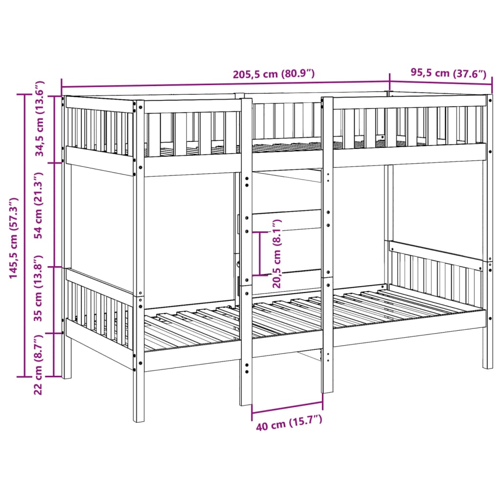 Stapelbed massief grenenhout wit 90x200 cm Bedden & bedframes | Creëer jouw Trendy Thuis | Gratis bezorgd & Retour | Trendy.nl