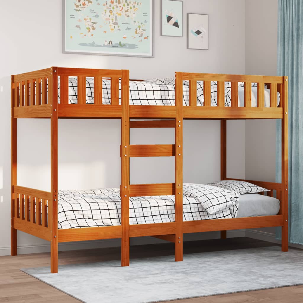 Stapelbed massief grenenhout wasbruin 90x190 cm Bedden & bedframes | Creëer jouw Trendy Thuis | Gratis bezorgd & Retour | Trendy.nl