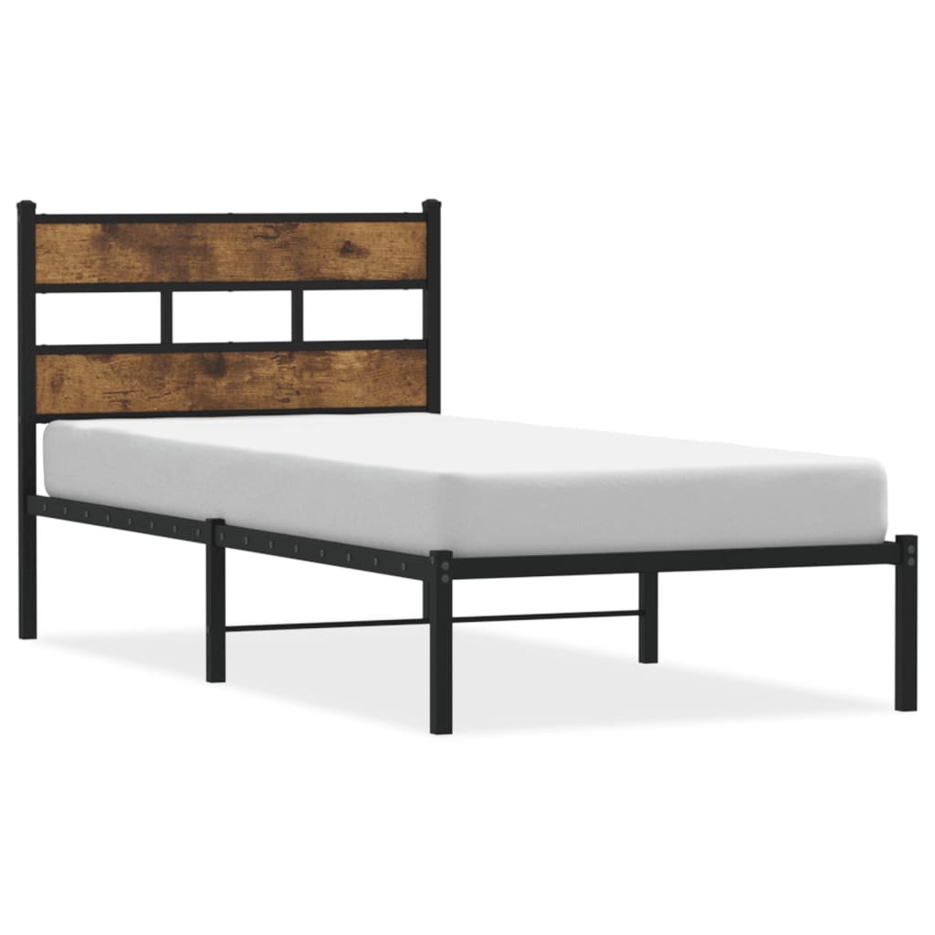 Bedframe zonder matras metaal gerookt eikenkleurig 90x190 cm Bedden & bedframes | Creëer jouw Trendy Thuis | Gratis bezorgd & Retour | Trendy.nl