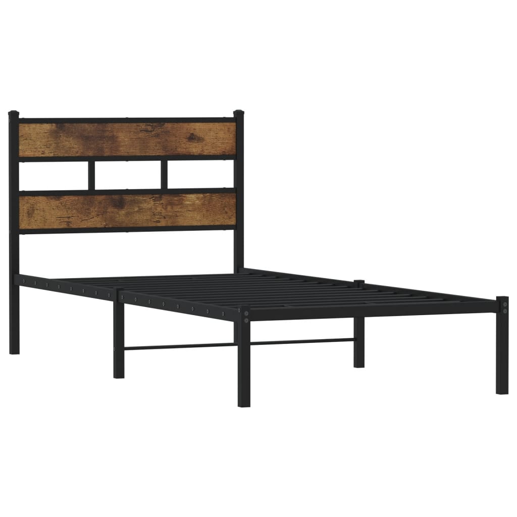 Bedframe zonder matras metaal gerookt eikenkleurig 90x190 cm Bedden & bedframes | Creëer jouw Trendy Thuis | Gratis bezorgd & Retour | Trendy.nl