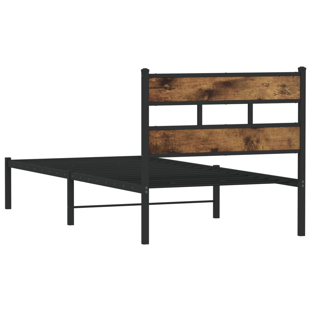 Bedframe zonder matras metaal gerookt eikenkleurig 90x190 cm Bedden & bedframes | Creëer jouw Trendy Thuis | Gratis bezorgd & Retour | Trendy.nl