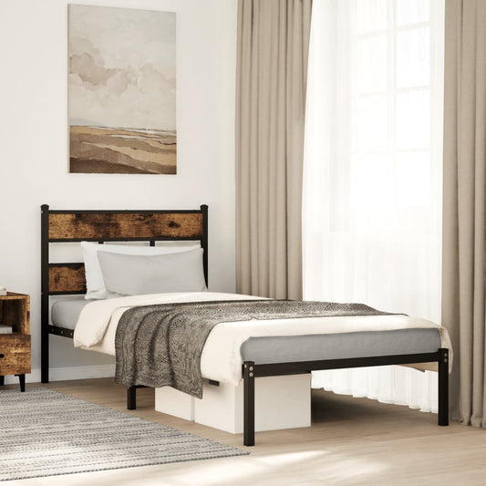 Bedframe zonder matras metaal gerookt eikenkleurig 100x190 cm Bedden & bedframes | Creëer jouw Trendy Thuis | Gratis bezorgd & Retour | Trendy.nl