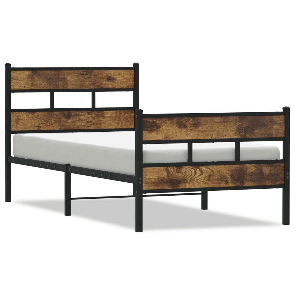 Bedframe zonder matras metaal gerookt eikenkleurig 90x190 cm Bedden & bedframes | Creëer jouw Trendy Thuis | Gratis bezorgd & Retour | Trendy.nl