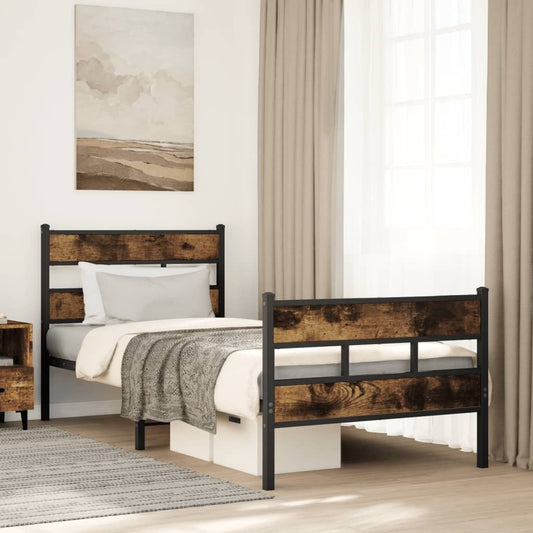 Bedframe zonder matras metaal gerookt eikenkleurig 90x190 cm Bedden & bedframes | Creëer jouw Trendy Thuis | Gratis bezorgd & Retour | Trendy.nl