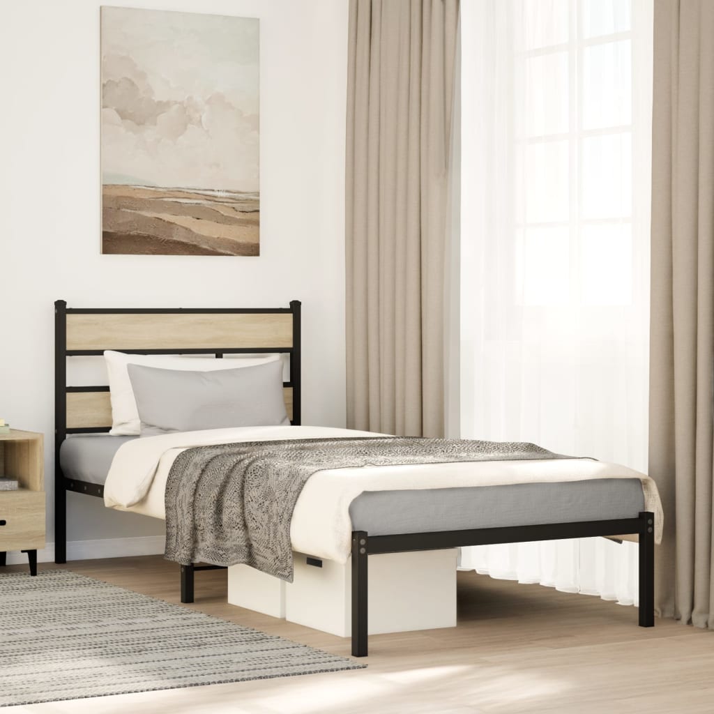 Bedframe zonder matras metaal sonoma eikenkleurig 90x190 cm Bedden & bedframes | Creëer jouw Trendy Thuis | Gratis bezorgd & Retour | Trendy.nl