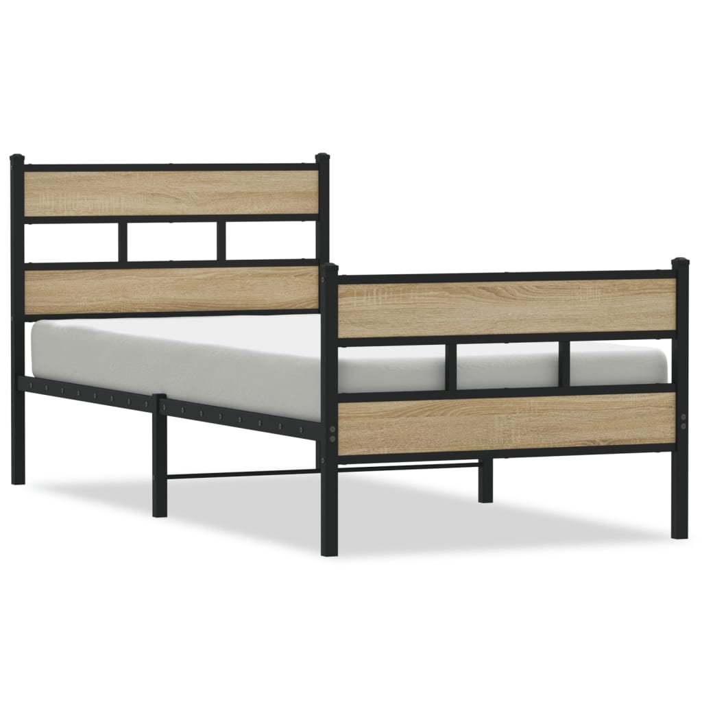 Bedframe zonder matras metaal sonoma eikenkleurig 90x190 cm Bedden & bedframes | Creëer jouw Trendy Thuis | Gratis bezorgd & Retour | Trendy.nl