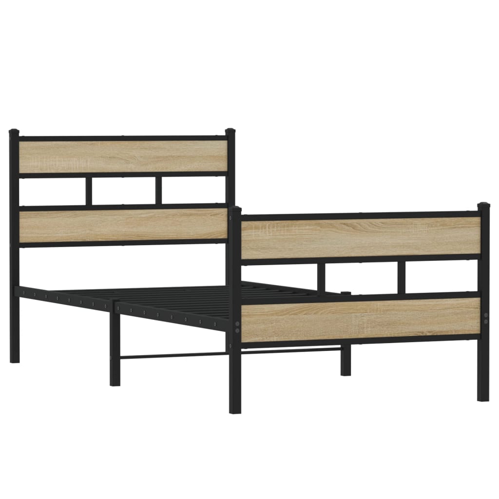 Bedframe zonder matras metaal sonoma eikenkleurig 90x190 cm Bedden & bedframes | Creëer jouw Trendy Thuis | Gratis bezorgd & Retour | Trendy.nl