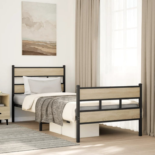 Bedframe zonder matras metaal sonoma eikenkleurig 90x190 cm Bedden & bedframes | Creëer jouw Trendy Thuis | Gratis bezorgd & Retour | Trendy.nl