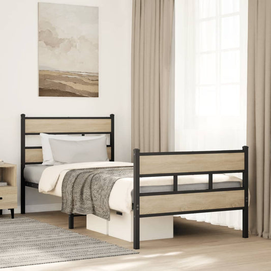 Bedframe zonder matras metaal sonoma eikenkleurig 100x190 cm Bedden & bedframes | Creëer jouw Trendy Thuis | Gratis bezorgd & Retour | Trendy.nl