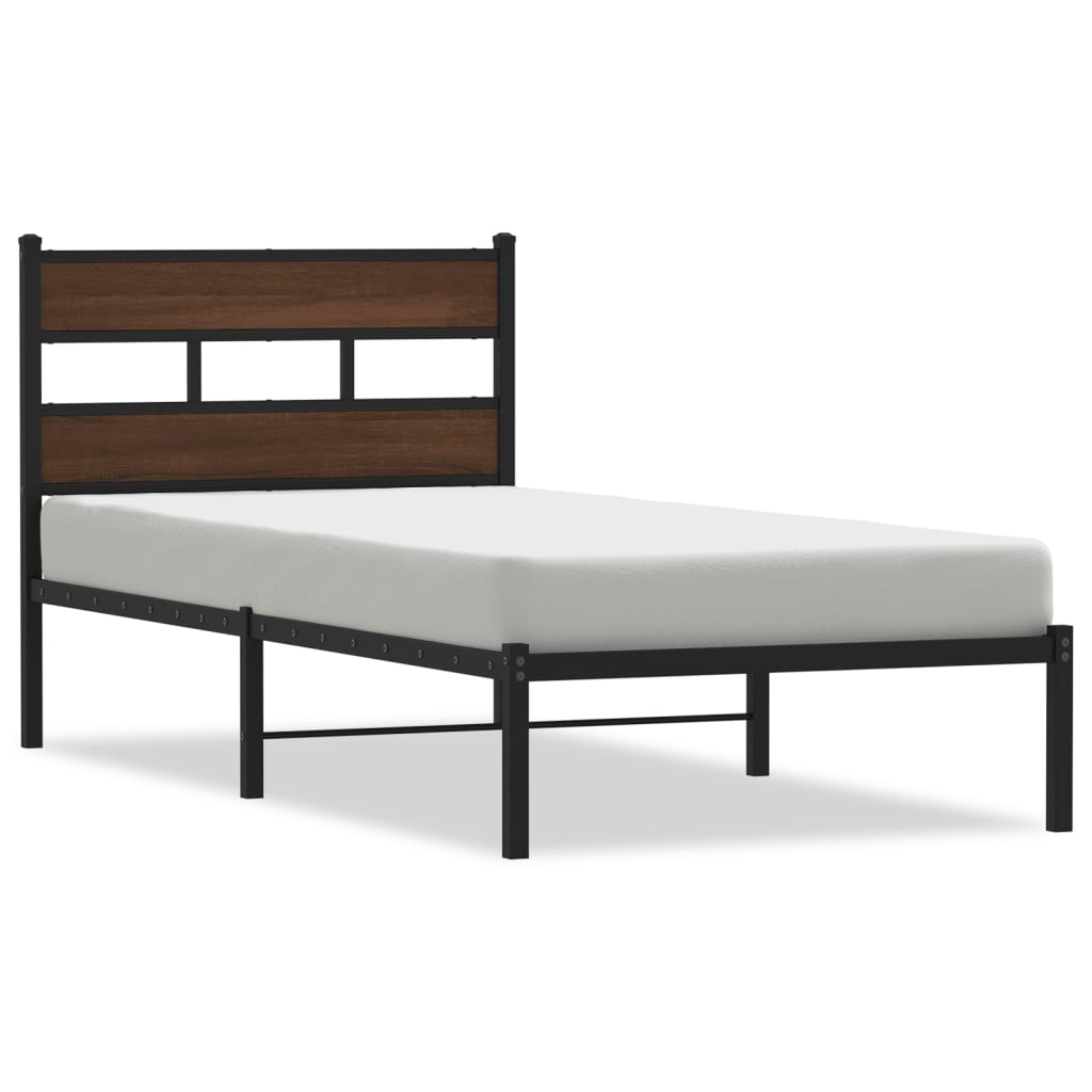 Bedframe met hoofdbord zonder matras bruin eikenkleur 90x190 cm Bedden & bedframes | Creëer jouw Trendy Thuis | Gratis bezorgd & Retour | Trendy.nl