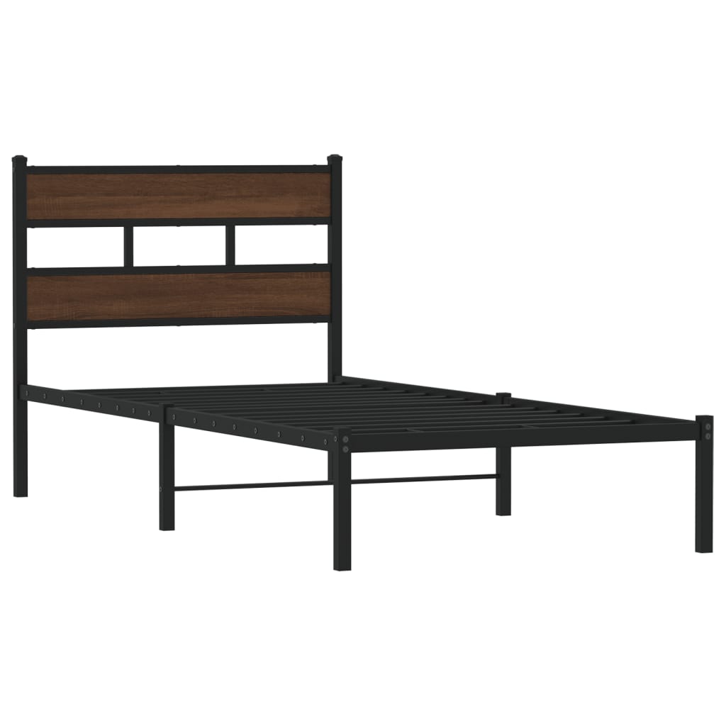 Bedframe met hoofdbord zonder matras bruin eikenkleur 90x190 cm Bedden & bedframes | Creëer jouw Trendy Thuis | Gratis bezorgd & Retour | Trendy.nl