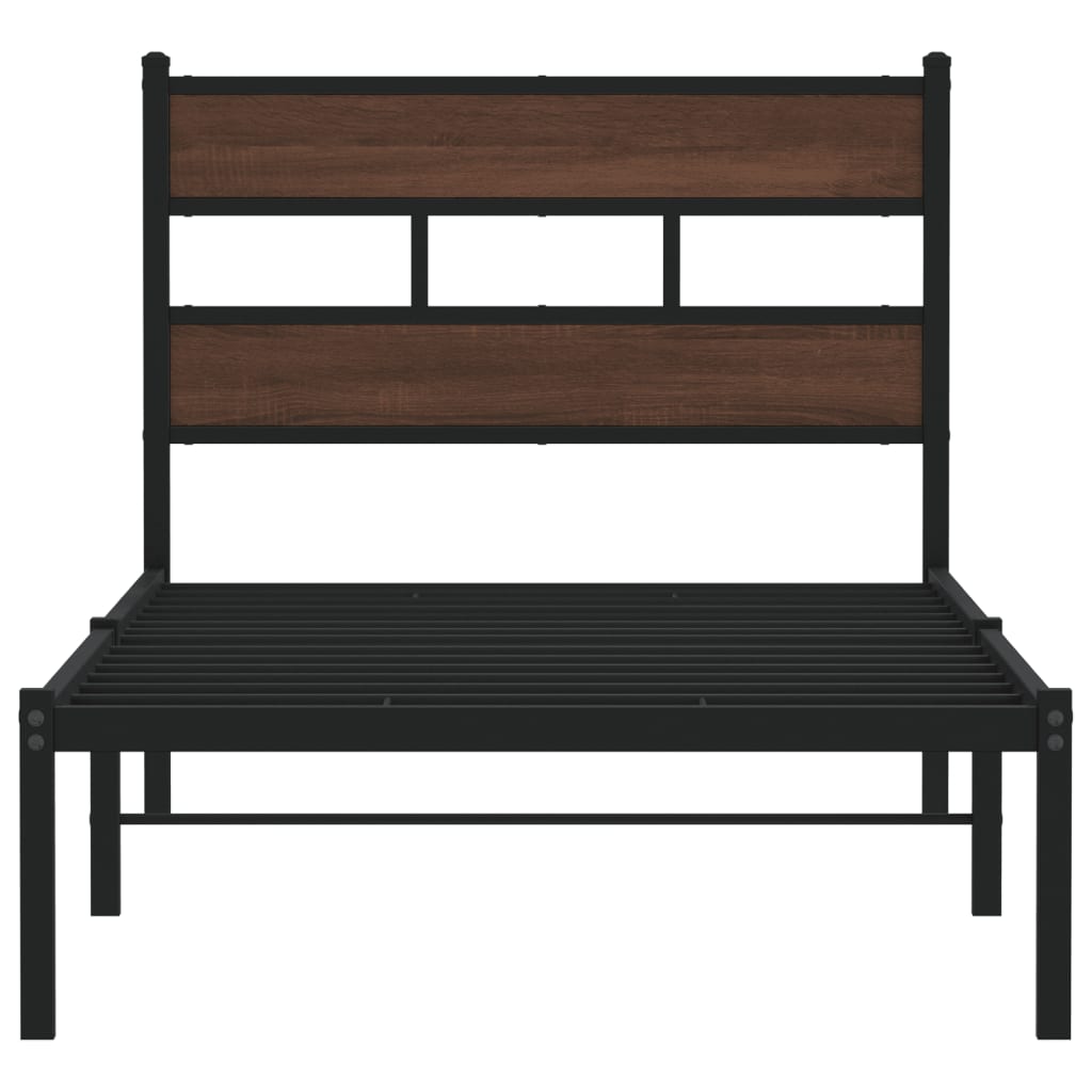 Bedframe met hoofdbord zonder matras bruin eikenkleur 90x190 cm Bedden & bedframes | Creëer jouw Trendy Thuis | Gratis bezorgd & Retour | Trendy.nl