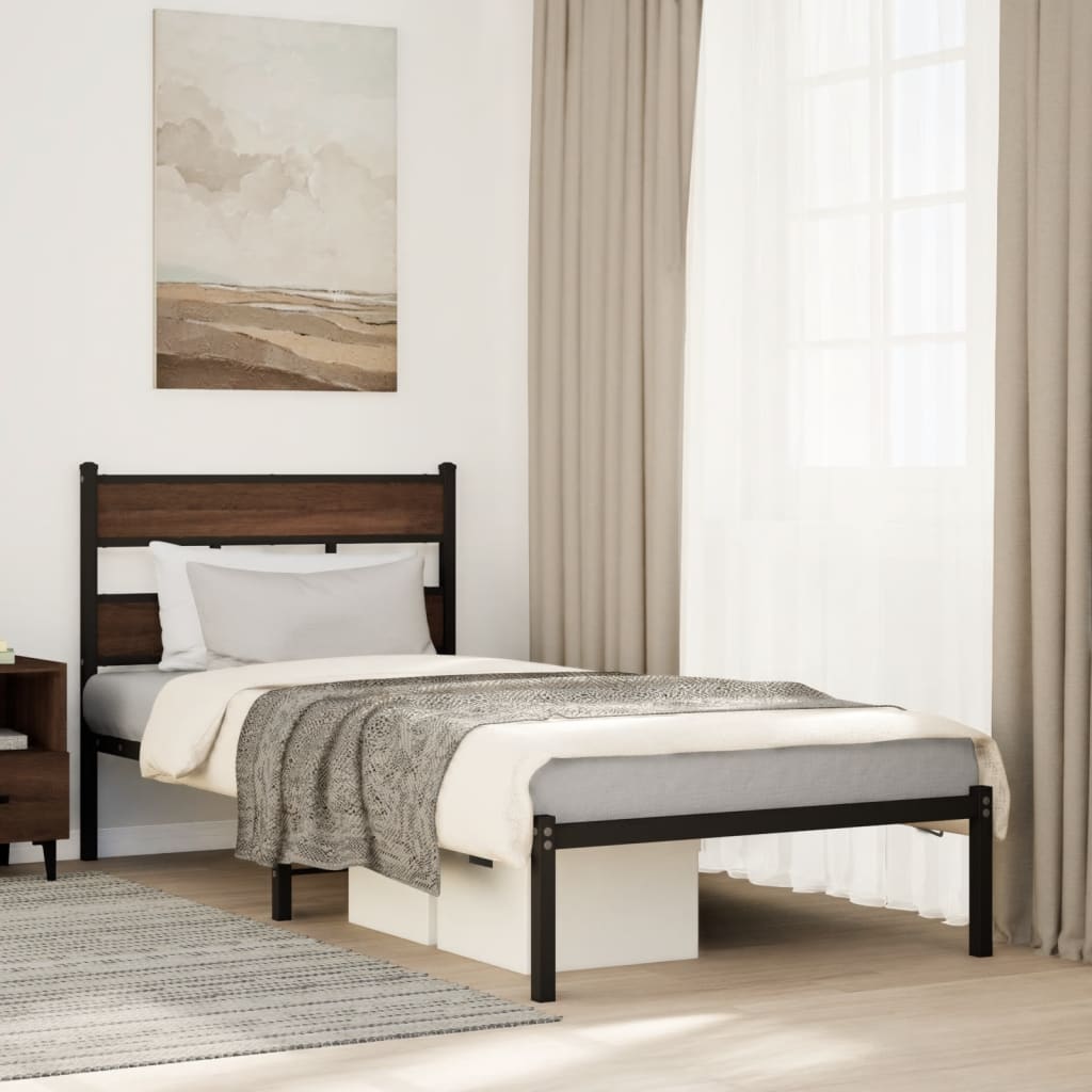 Bedframe met hoofdbord zonder matras bruin eikenkleur 90x190 cm Bedden & bedframes | Creëer jouw Trendy Thuis | Gratis bezorgd & Retour | Trendy.nl