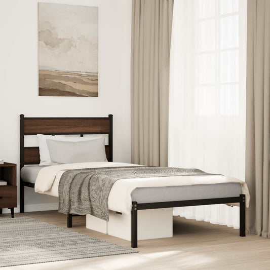 Bedframe met hoofdbord zonder matras bruin eiken 100x190 cm Bedden & bedframes | Creëer jouw Trendy Thuis | Gratis bezorgd & Retour | Trendy.nl